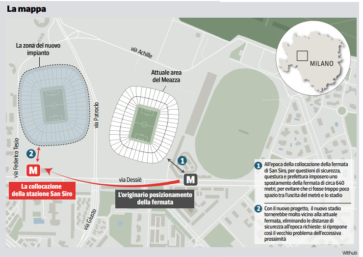 San Siro nuovo stadio: Nuova criticità, fermata Metrò troppo vicina 